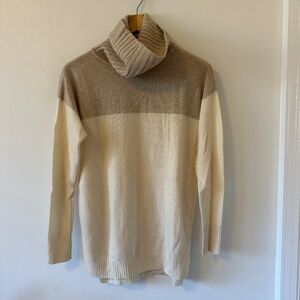 Ann Taylor Colorblock Turtleck 100% Cashmere Sweater | Size XS